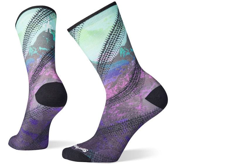 Smartwool Women's Cycle Zero Cushion Mountain Print Crew Socks | Meadow Mauve