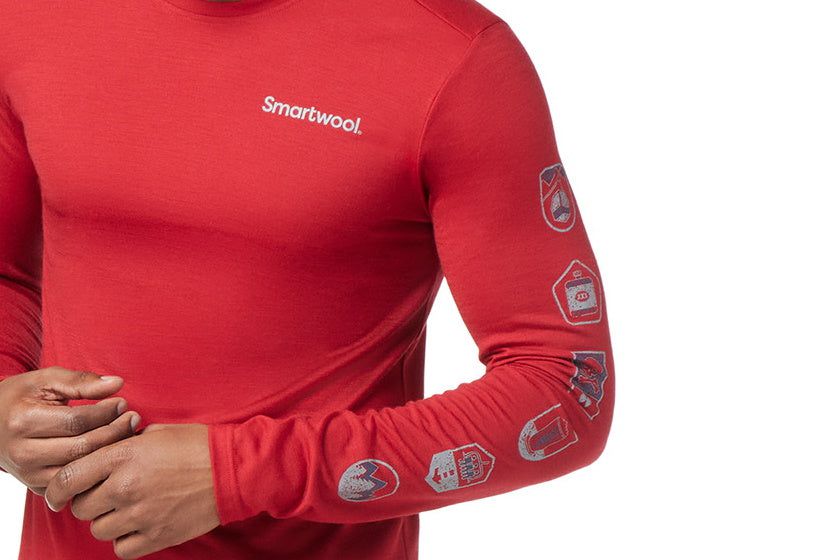 Smartwool Men's Patches Long Sleeve Tee  Rhythmic Red