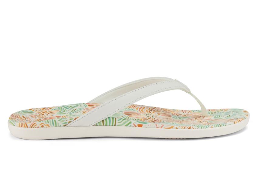 Olukai Women's HoÓpio Hau Sandals | White Hibiscus