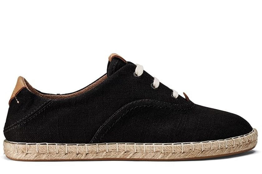 OluKai Women's Kaula Pa‘a Lī Espadrilles Shoes Lace-up Black Black