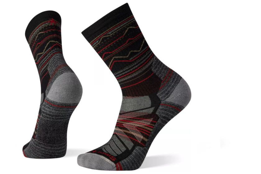 Smartwool Hike Light Cushion Mountain Range Pattern Crew Socks Socks Black