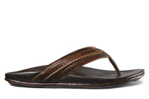 OluKai Men's Mea Ola Leather Sandal Dark Java