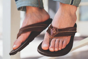 OluKai Men's Mea Ola Leather Sandal Dark Java
