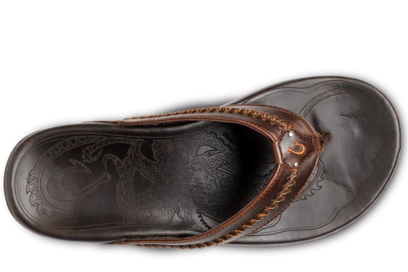 OluKai Men's Mea Ola Leather Sandal Dark Java
