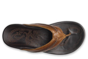 OluKai Men's Mea Ola Leather Sandal Tan Dark Java