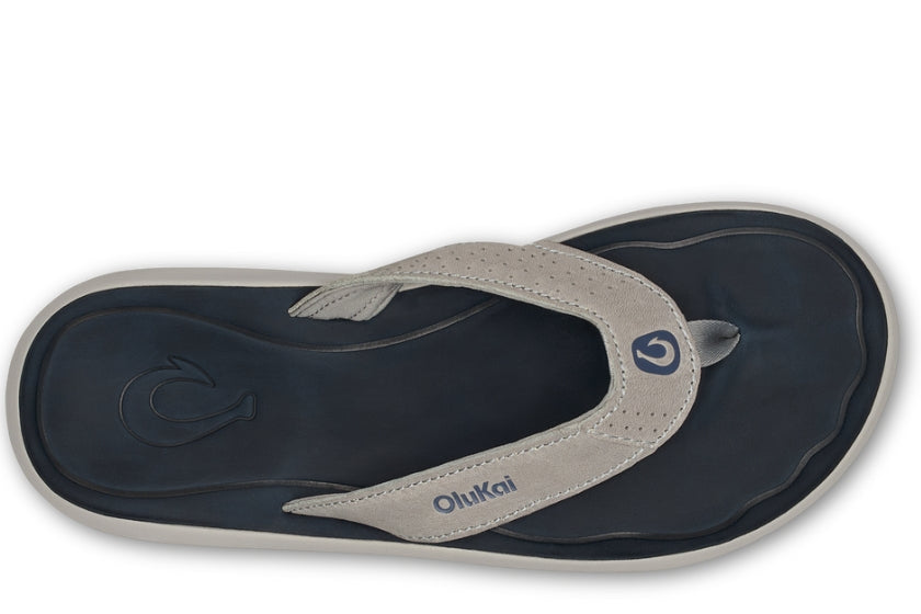 OluKai Men's Pili Waterproof Leather Sandal | Ash Mood Indigo