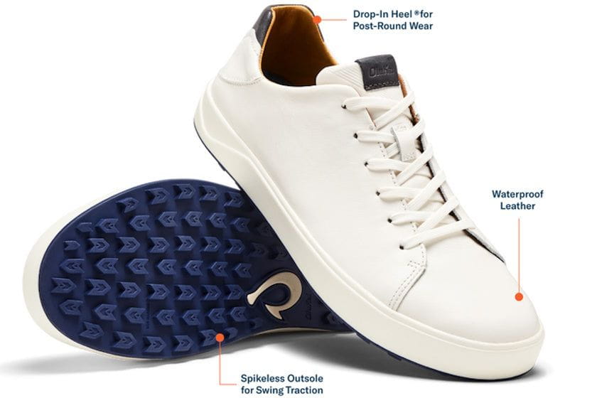 OluKai Men's Wai'alae Leather Golf Shoes | White