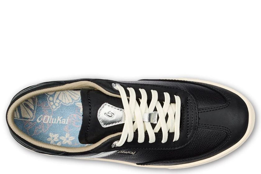 OluKai Women's Hā‘upu Leather Sneaker | Black