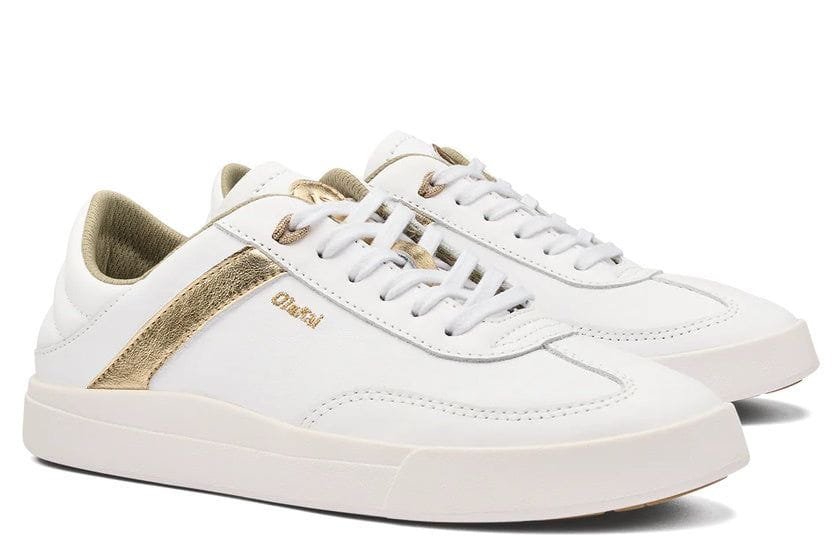 OluKai Women's Hā‘upu Leather Sneaker | White