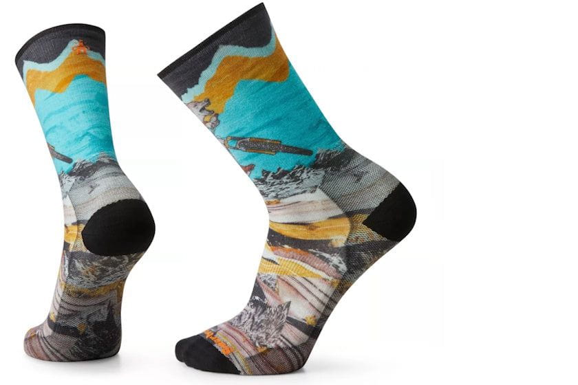 Smartwool Bike Zero Cushion Wolf Print Crew Socks | Multi Colour