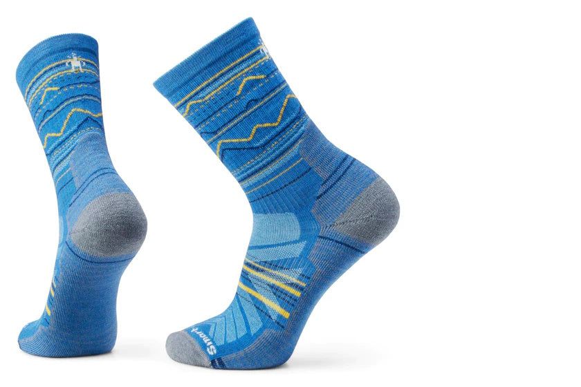 Smartwool Light Cushion Mountain Range Pattern Crew Hiking Socks | Laguna Blue
