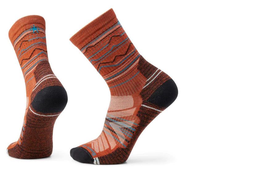 Smartwool Light Cushion Mountain Range Pattern Crew Hiking Socks | Picante