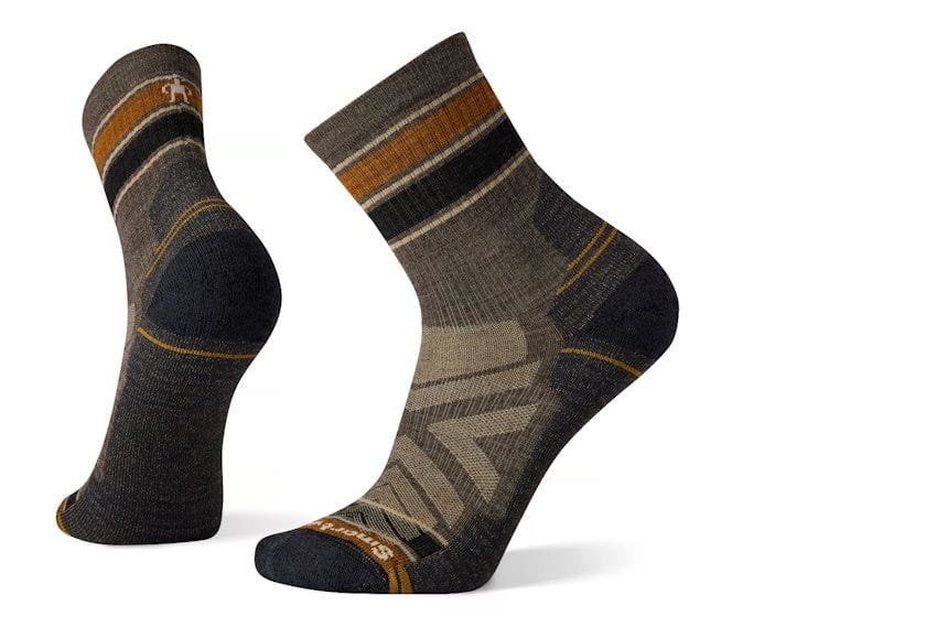 Smartwool Hike Light Cushion Striped Mid Crew Socks | Striped Taupe