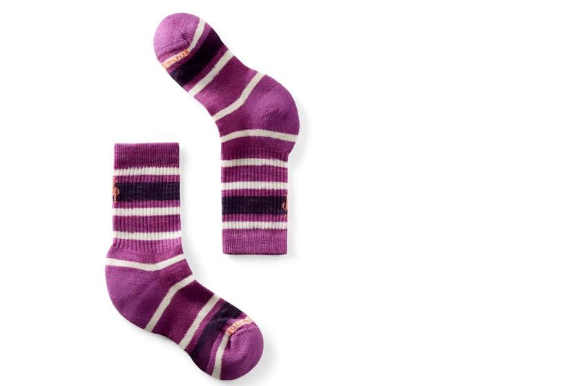 Smartwool Kids' Hike Light Cushion Striped Crew Socks | Meadow Mauve