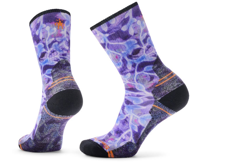 Smartwool Women&#39;s Hike Light Cushion Floral Print Crew Socks | Purple Iris