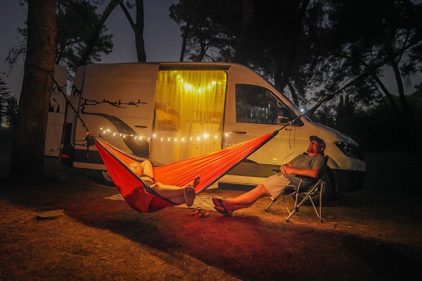 Ticket to the Moon Original Travel Hammock |  Orange Dark Grey