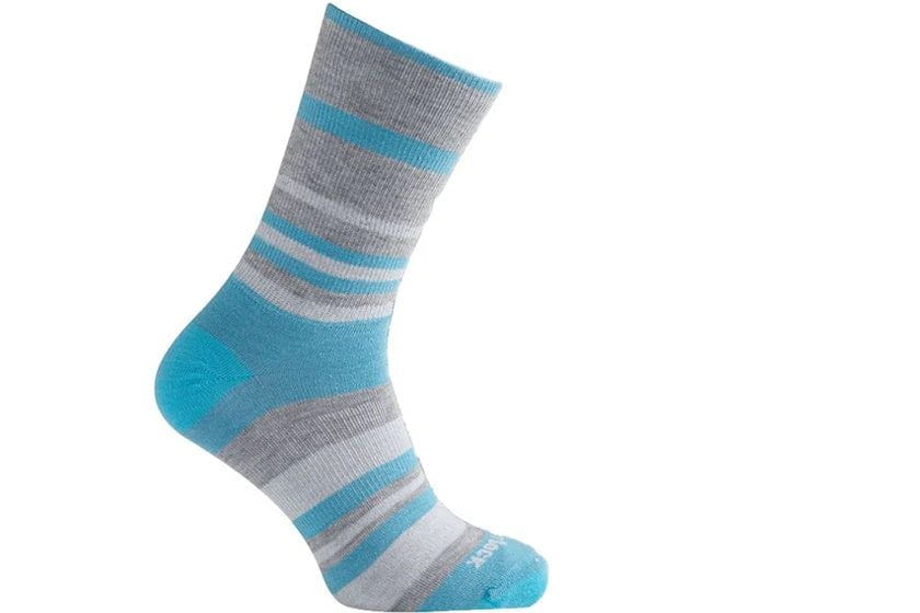 Wrightsock ECO Explore Crew Hiking Sock | Light Blue Stripe