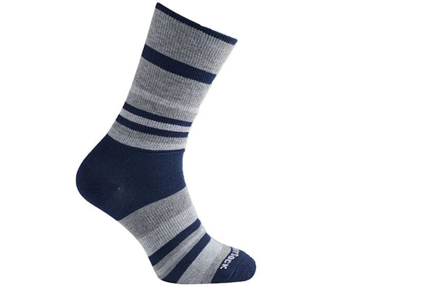 Wrightsock ECO Explore Crew Hiking Sock | Navy Blue Stripe