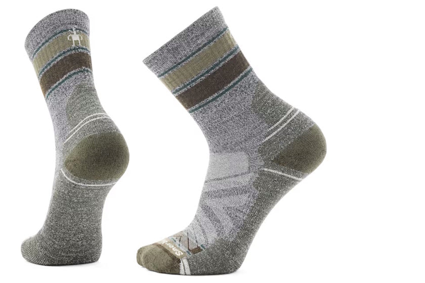 Smartwool Hike Light Cushion Striped Mid Crew Socks | Striped Ash Charcoal