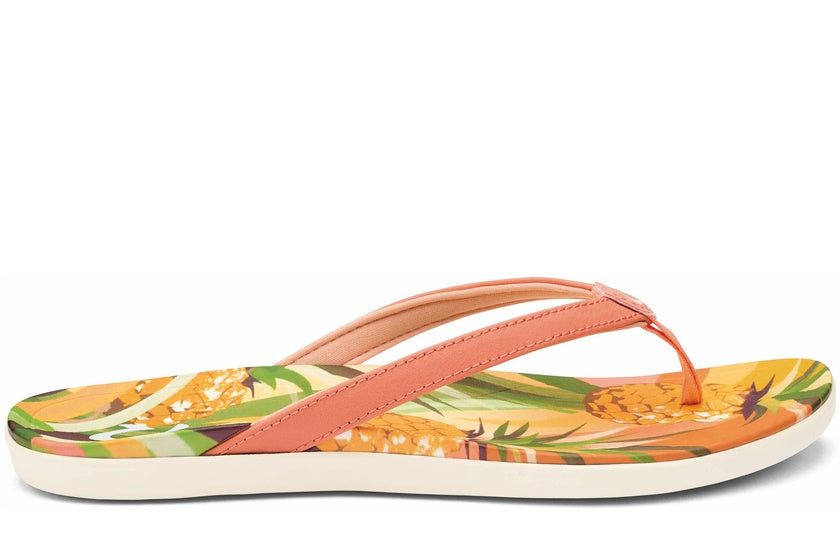 Olukai Women's HoÓpio Hau Sandals | White Hibiscus
