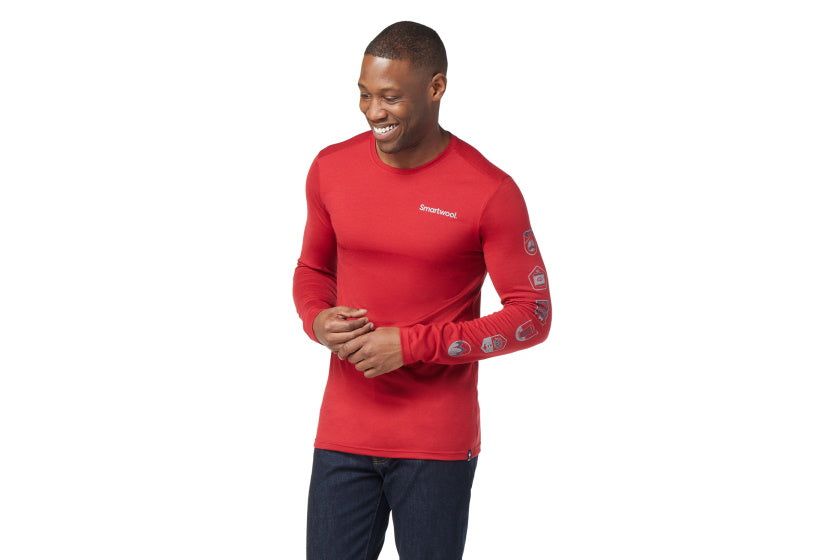 Smartwool Men&#39;s Patches Long Sleeve Tee Rhythmic Red