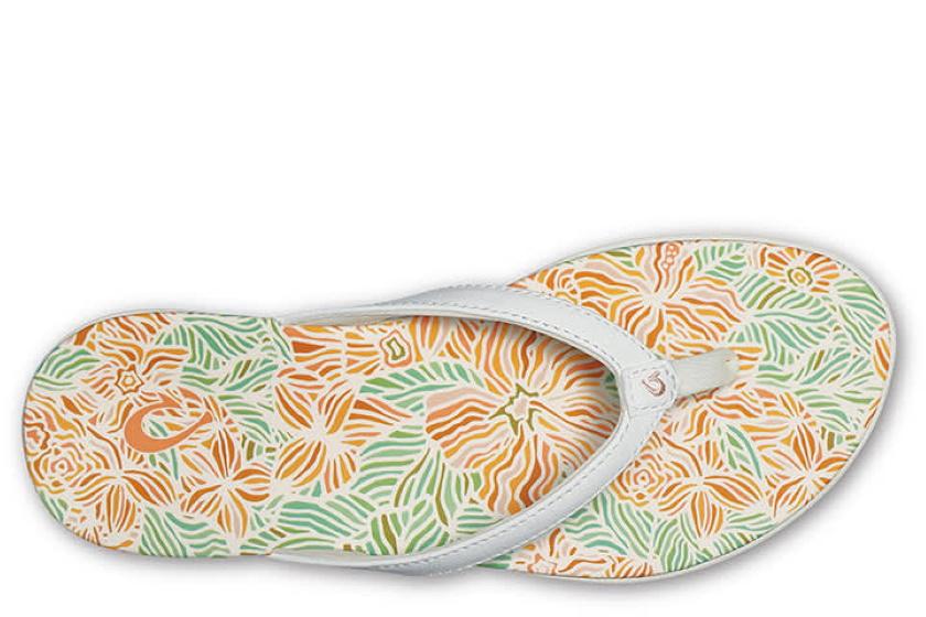 Olukai Women's HoÓpio Hau Sandals | White Hibiscus